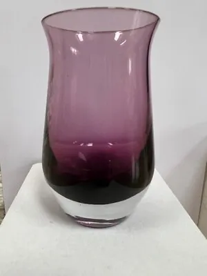 Buy Mid 20th Century Small Heavy Base Purple/amethyst  Glass Vase 11.5cm, No Damage • 14.99£