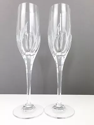 Buy 2 X Rare Royal Doulton Crystal Gem Pattern Champagne Glasses Signed 26.5 Cm H • 45.99£