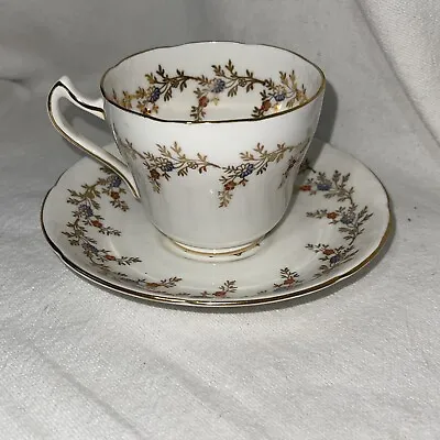 Buy Royal Grafton Tea Cup Saucer Fine Bone England White Blue Flowers Branches Gold • 32.66£