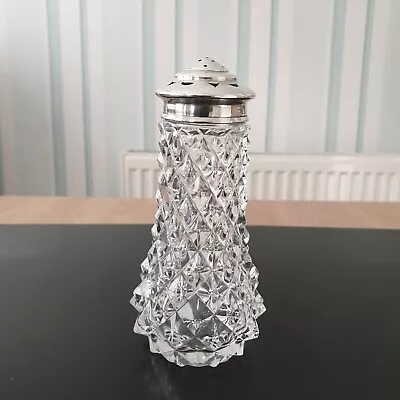 Buy Vintage Cut Glass Sugar Shaker With Silver Top • 15£