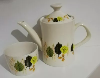 Buy Crown Clarence Staffs Coffee/Tea Pot And Sugar Bowl - Autumn Leaf Design • 16£