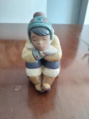 Buy Lladro Figurine, Pensive Inuit Boy, Gres Finish • 32£