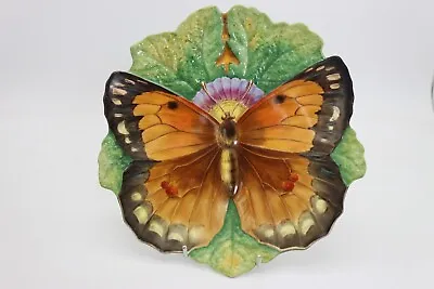 Buy Rare Minton Majolica BUTTERFLY On Leaf Plate - Plate Number 1 • 316.98£