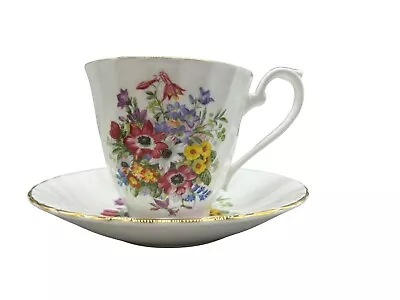 Buy Royal Sutherland H & M Fine Bone China Tea Cup Saucer Pink Yellow Purple Floral • 15.23£