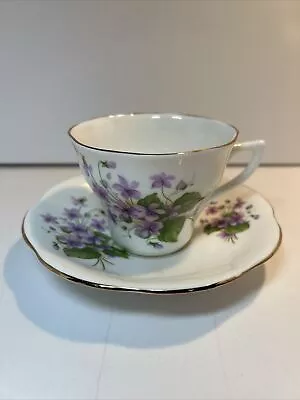 Buy Vintage Victorian Teacup  Saucer Duchess England Purple Violet Floral Bone China • 12.29£