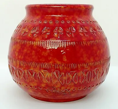 Buy Vintage Aldo Londo For Bitossi Rimini Red Rosso Small Bulbous Vase 11.5cm High • 59.99£