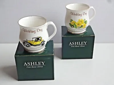 Buy Wedding Day Cups Mugs - His & Her's - Ashley Fine Bone China, Staffordshire • 8.99£