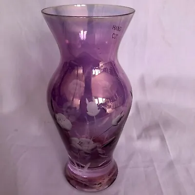 Buy Royal Doulton Vase Purple Hand Cut Carags Rose Bouquet 16 Cm • 14.99£