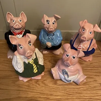 Buy Full Set Of 5 Wade Pig Money Box Piggy Bank With Original NatWest Stoppers 1980s • 50£