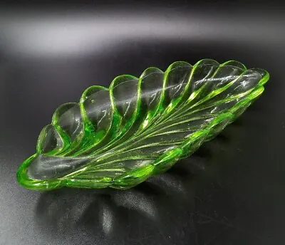 Buy Vintage Green Glass Sowerby Leaf Cucumber Dish Pattern #2153 England C.1950s • 12.95£