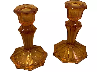 Buy Vintage Candle Stick Holders Red Glass 7/8” Candle’s Old Long Wax Hexagon Shape • 28.99£