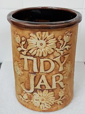 Buy Vintage Quantock Design Somerset  Studio Pottery Stoneware Sunflower Tidy Jar • 15£