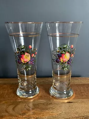 Buy Vintage Chance Glass X 2 Drinking Glasses With Fruit Pattern • 9.50£