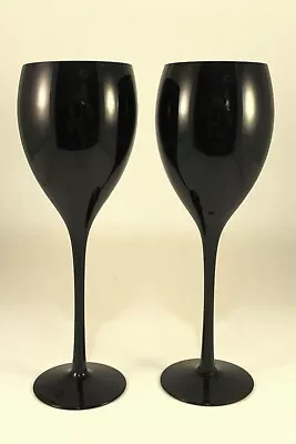 Buy Vintage Mikasa Black Amethyst Long Stemmed Crystal Wine Glasses Vintage Barware • 14.17£