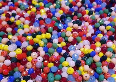 Buy 100-2000 Faceted MIXED Rondelle Opaque Crystal Glass Beads 3x4mm 4x6mm • 1.99£