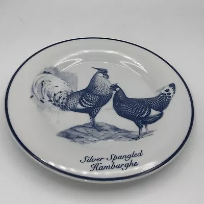 Buy Vintage Norfolk China Blueware Silver Spangled Hamburghs Chicken Plate • 23.48£