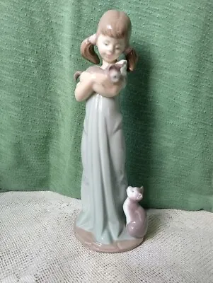 Buy Lladro No. 5743 Porcelain Figurine ' Don't Forget Me' Young Girl With Cats • 40£