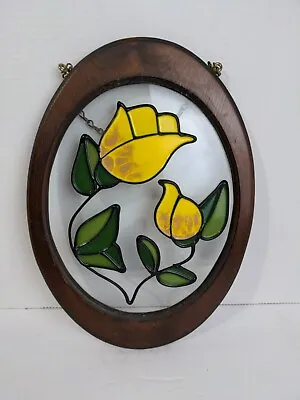 Buy Light Catcher Oval Wood Frame Yellow Tulips 13.75 × 10  Suncatcher  • 38.90£