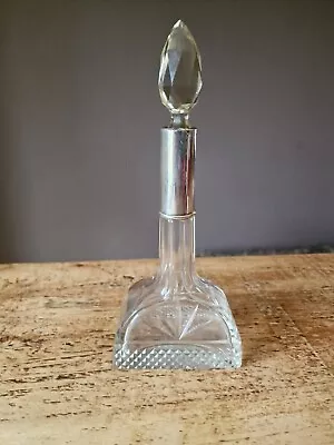 Buy Elegant Cut Glass Bottle With Silver Collar • 10£