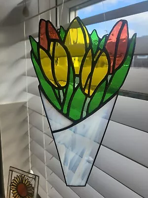 Buy Stained Glass Bouquet Of Tulips Suncatcher • 22.30£