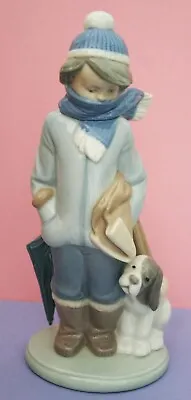 Buy Lladro Figure *winter Boy* With Dog And Umbrella Model 5220 • 19.99£