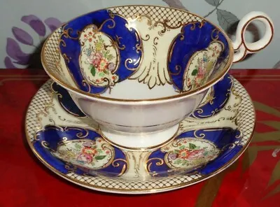 Buy Beautiful Fenton Bone China Tea Cup And Saucer REGENT In Cobalt Blue And Gold • 42.99£