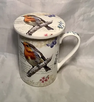 Buy Kent Pottery Mug With Lid Bluebird Butterflies Flowers • 12.46£