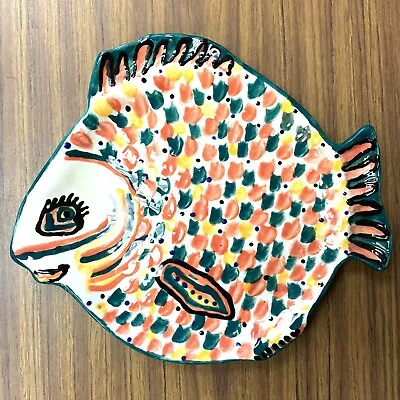 Buy Studio Pottery Hand Painted Coral Fish Plate Ceramic Serving Platter 1999 • 19.25£