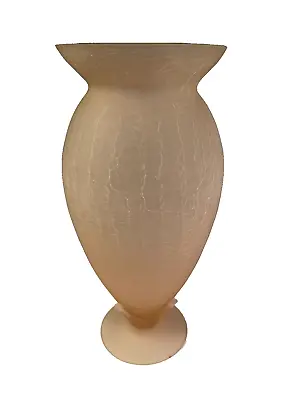 Buy Pink Crackle Glass Vase 24 Cm Tall Used 10.5 Cm Across, Vintage • 18.25£