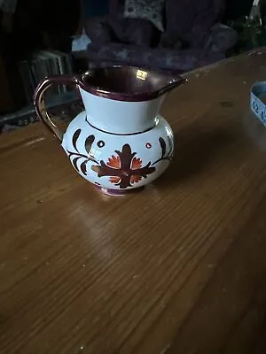 Buy Vintage Grays Pottery White Coppper Luster Floral Small Jug • 15£