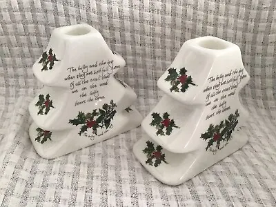 Buy 2  NEW. PORTMERION ~ THE HOLLY & THE IVY ~  CANDLE HOLDERS. 12cm. • 30£