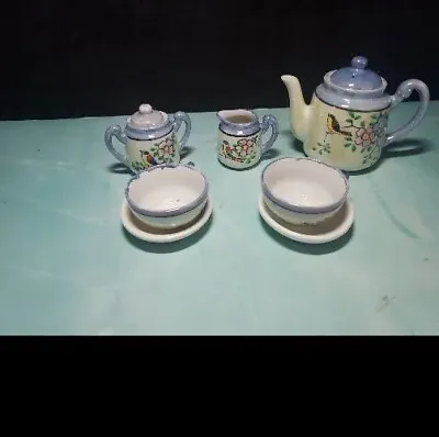 Buy Tea Set Japan Floral Birds Bone China Beauitful 9 Pieces Child Kid Party Vintage • 10.49£
