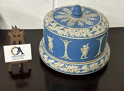 Buy Antique 19th Century English Jasper Ware Wedgwood Blue Cheese Dome • 350£