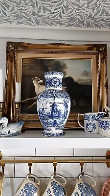 Buy Antique /vintage Blue White Delft 10” Vase  • 20£