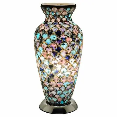 Buy Blue & Pink Tile Mosaic Glass Vase Lamp - 79BP • 57.50£