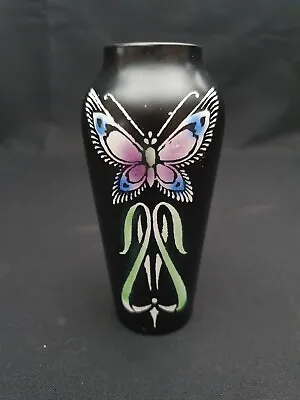 Buy Shelley Art Nouveau Butterfly Pattern Black Vase Circa 1920. • 24.99£