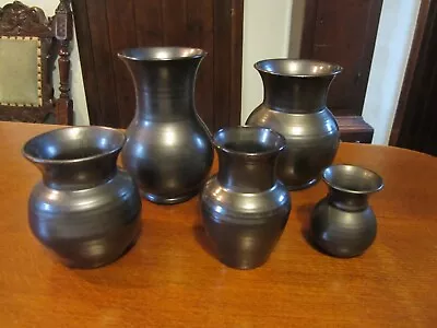 Buy 5 Vintage Prinknash Pottery Vases  Gun Metal Grey • 18£