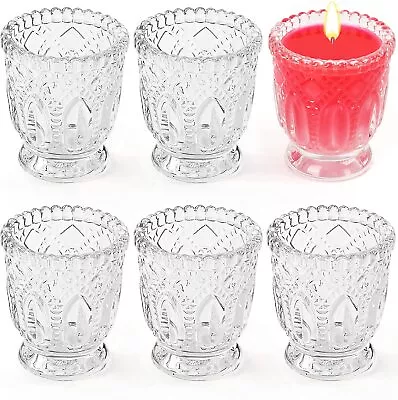 Buy Set Of 6 Vintage Glass Tealight/Votive Candle Holders - Home/Wedding/Party Decor • 15.99£