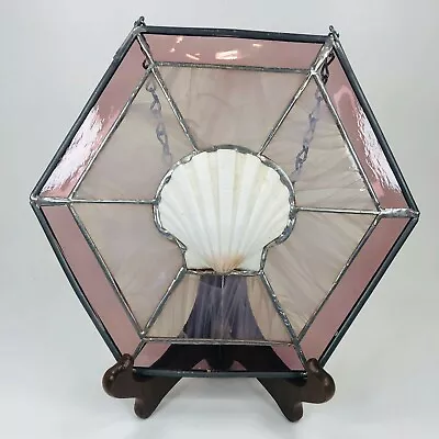 Buy Stained Glass Suncatcher Scallop Shell Mauve Window Hanging • 42.65£