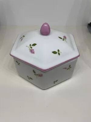 Buy Marks And Spencers Trinket Pot With Lid For Keepsakes Jewellery Pink White Green • 4.99£