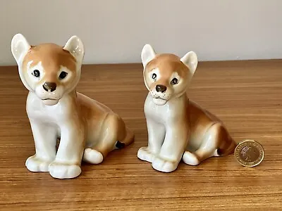 Buy Vintage Pair Lomonosov Russian Ussr Lion Cub Figurines • 14.99£