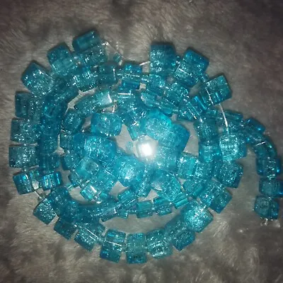 Buy Blue Crackle Glass Cubed Beads. 8mm And 6mm Strands • 5£