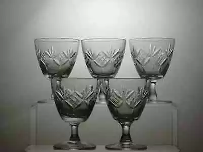 Buy Webb Corbett Crystal Cut Glass Set Of 5 Wine Glasses 3 7/8  - 24D • 29.99£