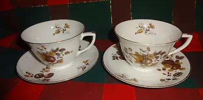 Buy Royal Worcester Pair Of Teacups And Saucers Fruit Design • 12£