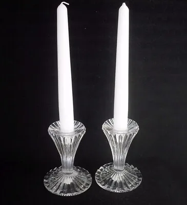 Buy Pair Waterford Lead Crystal Marquis Bezel Tapered Candle Holders 4  (w/labels) • 14.99£