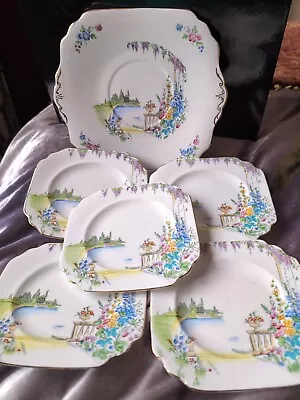 Buy Rare Art Deco Duchess China Sandwich/ Cake Platter & Plates Set  • 18£