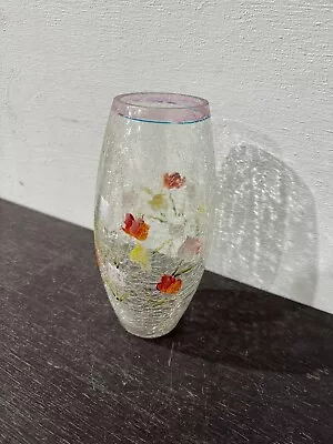 Buy Vintage Cracked Glass Floral Vase • 2.56£