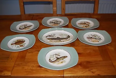 Buy Figgjo Flint.Norwegian Fish Service.One Large And Six Smaller Plates • 74.99£