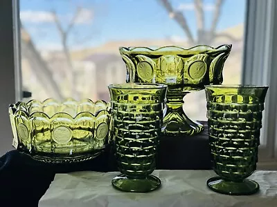 Buy Set A Vintage Green Glassware 2 Bowls & 2 Glasses • 66.29£