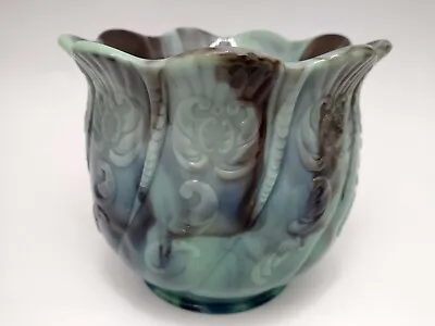 Buy Sowerby? Antique Turquoise Slag Glass Large Vase / Planter Unique • 132.76£
